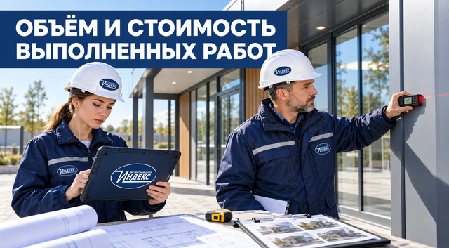Эксперты ИНДЕКС выполняют обмеры павильона и сверяют данные с чертежом на планшете