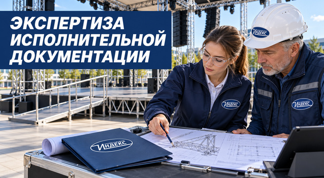 Специалисты ИНДЕКС сверяют исполнительную схему и документы временной сцены